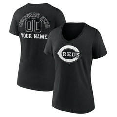 Cincinnati Reds Women's Monochrome Personalized Name & Number V-Neck T-Shirt - MLB T-shirts