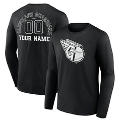 Cleveland Guardians Monochrome Personalized Name & Number Long Sleeve T-Shirt - MLB T-shirts