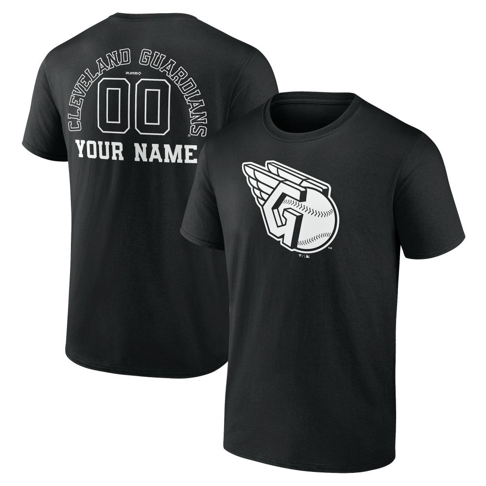 Cleveland Guardians Monochrome Personalized Name & Number T-Shirt - MLB T-shirts