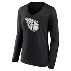 Cleveland Guardians Women's Monochrome Personalized Name & Number Long Sleeve V-Neck T-Shirt - MLB T-shirts