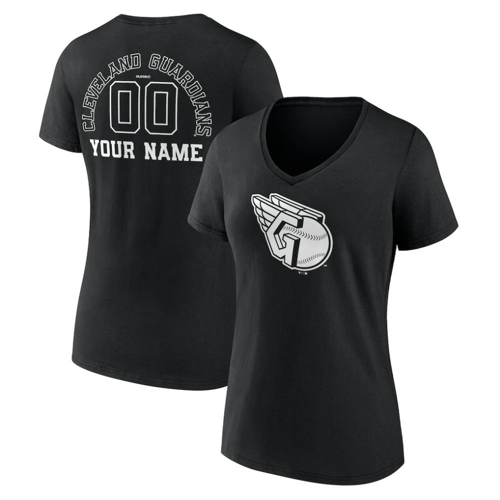 Cleveland Guardians Women's Monochrome Personalized Name & Number V-Neck T-Shirt - MLB T-shirts