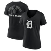 Detroit Tigers Women's Monochrome Personalized Name & Number V-Neck T-Shirt - MLB T-shirts