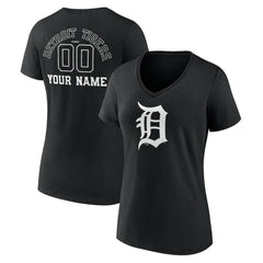 Detroit Tigers Women's Monochrome Personalized Name & Number V-Neck T-Shirt - MLB T-shirts