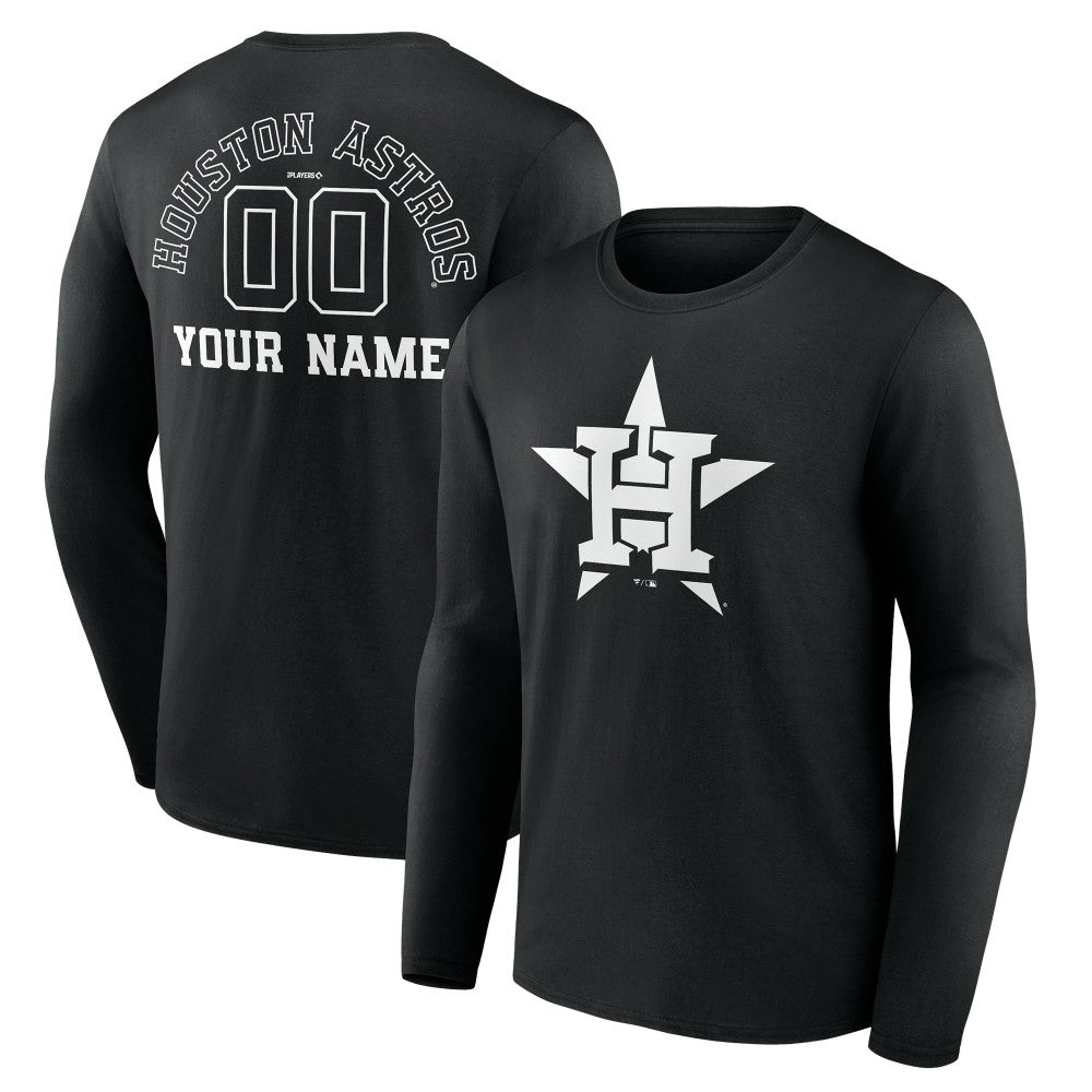 Houston Astros Monochrome Personalized Name & Number Long Sleeve T-Shirt - MLB T-shirts