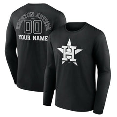 Houston Astros Monochrome Personalized Name & Number Long Sleeve T-Shirt - MLB T-shirts