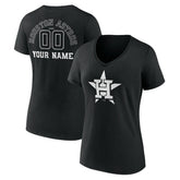 Houston Astros Women's Monochrome Personalized Name & Number V-Neck T-Shirt - MLB T-shirts