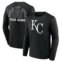 Kansas City Royals Monochrome Personalized Name & Number Long Sleeve T-Shirt - MLB T-shirts
