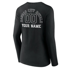 Kansas City Royals Women's Monochrome Personalized Name & Number Long Sleeve V-Neck T-Shirt - MLB T-shirts