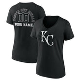 Kansas City Royals Women's Monochrome Personalized Name & Number V-Neck T-Shirt - MLB T-shirts
