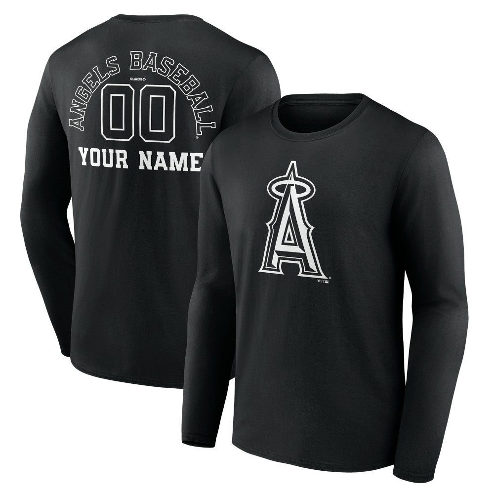 Los Angeles Angels Monochrome Personalized Name & Number Long Sleeve T-Shirt - MLB T-shirts