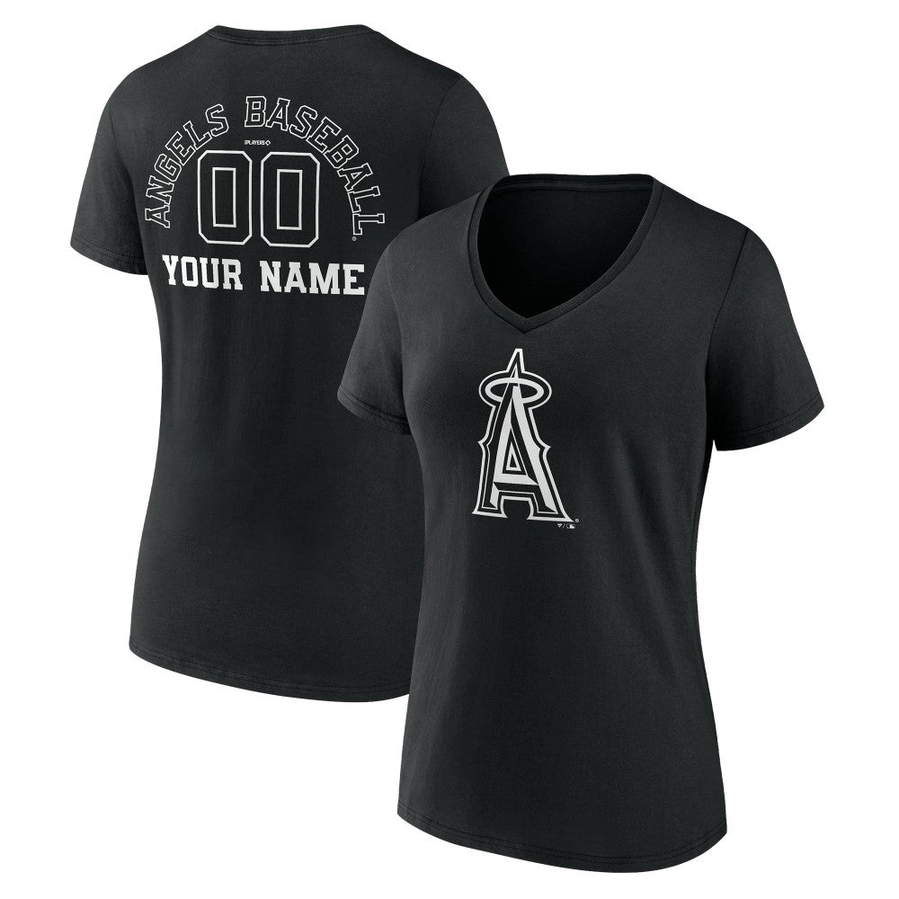 Los Angeles Angels Women's Monochrome Personalized Name & Number V-Neck T-Shirt - MLB T-shirts