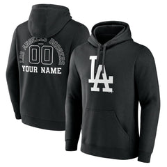 Los Angeles Dodgers Monochrome Personalized Name & Number Pullover Hoodie - MLB Hoodies