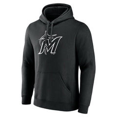 Miami Marlins Monochrome Personalized Name & Number Pullover Hoodie - MLB Hoodies