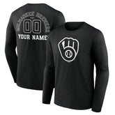 Milwaukee Brewers Monochrome Personalized Name & Number Long Sleeve T-Shirt - MLB T-shirts