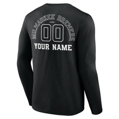 Milwaukee Brewers Monochrome Personalized Name & Number Long Sleeve T-Shirt - MLB T-shirts
