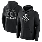 Milwaukee Brewers Monochrome Personalized Name & Number Pullover Hoodie - MLB Hoodies