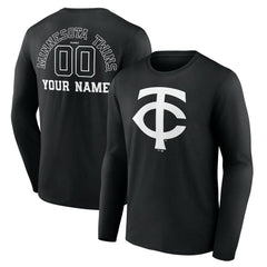 Minnesota Twins Monochrome Personalized Name & Number Long Sleeve T-Shirt - MLB T-shirts