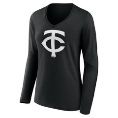 Minnesota Twins Women's Monochrome Personalized Name & Number Long Sleeve V-Neck T-Shirt - MLB T-shirts