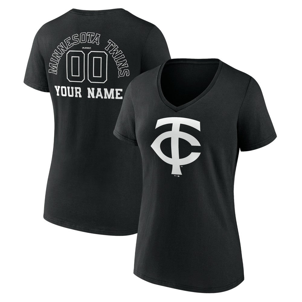 Minnesota Twins Women's Monochrome Personalized Name & Number V-Neck T-Shirt - MLB T-shirts