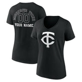 Minnesota Twins Women's Monochrome Personalized Name & Number V-Neck T-Shirt - MLB T-shirts