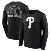 Philadelphia Phillies Monochrome Personalized Name & Number Long Sleeve T-Shirt - MLB T-shirts