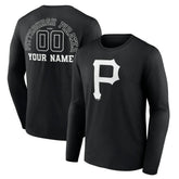 Pittsburgh Pirates Monochrome Personalized Name & Number Long Sleeve T-Shirt - MLB T-shirts