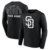 San Diego Padres Monochrome Personalized Name & Number Long Sleeve T-Shirt - MLB T-shirts