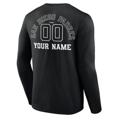 San Diego Padres Monochrome Personalized Name & Number Long Sleeve T-Shirt - MLB T-shirts