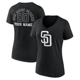 San Diego Padres Women's Monochrome Personalized Name & Number V-Neck T-Shirt - MLB T-shirts