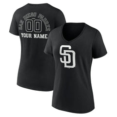 San Diego Padres Women's Monochrome Personalized Name & Number V-Neck T-Shirt - MLB T-shirts