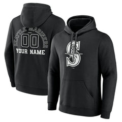 Seattle Mariners Monochrome Personalized Name & Number Pullover Hoodie - MLB Hoodies