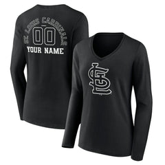 St. Louis Cardinals Women's Monochrome Personalized Name & Number Long Sleeve V-Neck T-Shirt - MLB T-shirts