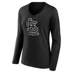 St. Louis Cardinals Women's Monochrome Personalized Name & Number Long Sleeve V-Neck T-Shirt - MLB T-shirts
