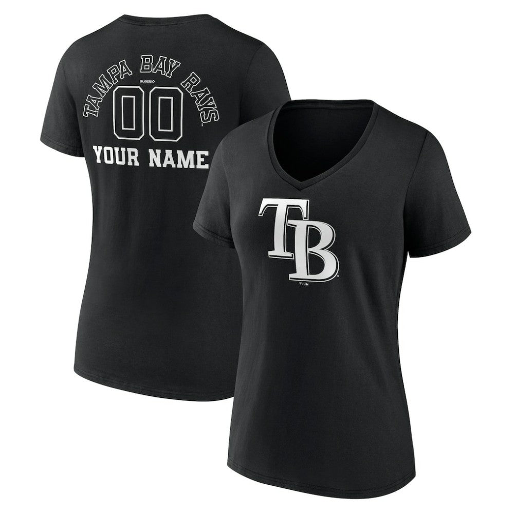 Tampa Bay Rays Women's Monochrome Personalized Name & Number V-Neck T-Shirt - MLB T-shirts