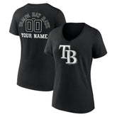 Tampa Bay Rays Women's Monochrome Personalized Name & Number V-Neck T-Shirt - MLB T-shirts