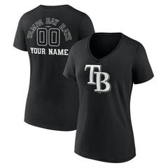 Tampa Bay Rays Women's Monochrome Personalized Name & Number V-Neck T-Shirt - MLB T-shirts