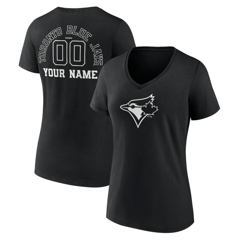Toronto Blue Jays Women's Monochrome Personalized Name & Number V-Neck T-Shirt - MLB T-shirts