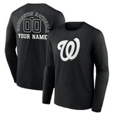 Washington Nationals Monochrome Personalized Name & Number Long Sleeve T-Shirt - MLB T-shirts