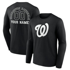 Washington Nationals Monochrome Personalized Name & Number Long Sleeve T-Shirt - MLB T-shirts