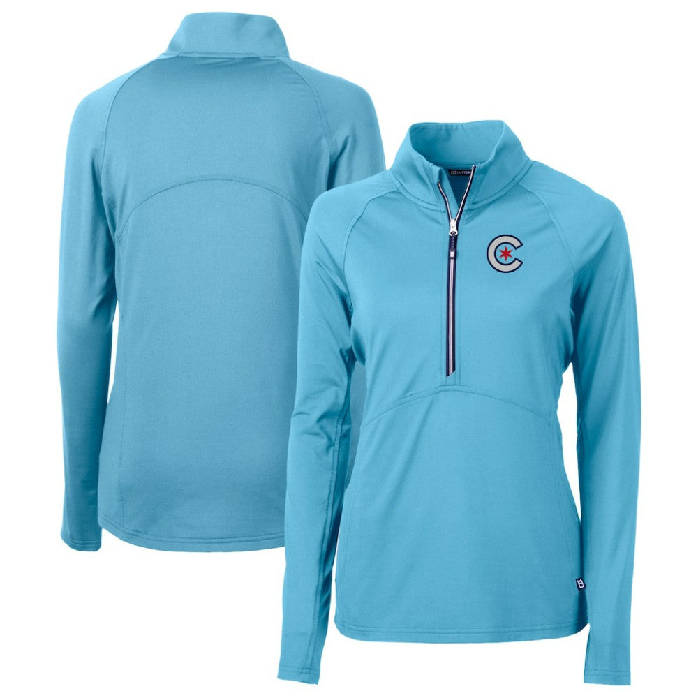 Chicago Cubs Cutter & Buck Women's City Connect Adapt Eco Knit Recycled Half-Zip Pullover Top - MLB Pullover