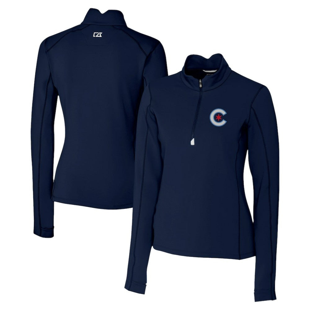 Chicago Cubs Cutter & Buck Women's City Connect Traverse Stretch Quarter-Zip Pullover Top - MLB Pullover