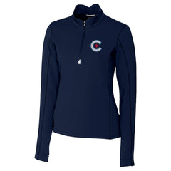 Chicago Cubs Cutter & Buck Women's City Connect Traverse Stretch Quarter-Zip Pullover Top - MLB Pullover