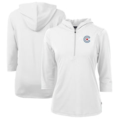Chicago Cubs Cutter & Buck Women's City Connect Virtue Eco Pique Recycled Half-Zip Pullover Hoodie - MLB Hoodies