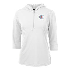 Chicago Cubs Cutter & Buck Women's City Connect Virtue Eco Pique Recycled Half-Zip Pullover Hoodie - MLB Hoodies