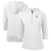 San Diego Padres Cutter & Buck Women's City Connect Virtue Eco Pique Recycled Half-Zip Pullover Hoodie - MLB Hoodies