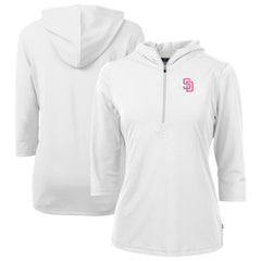 San Diego Padres Cutter & Buck Women's City Connect Virtue Eco Pique Recycled Half-Zip Pullover Hoodie - MLB Hoodies