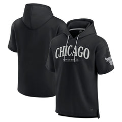 Black Chicago Bulls Elements Ready Short Sleeve Pullover Hoodie | NBA