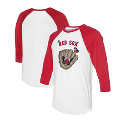 Boston Red Sox Tiny Turnip Unisex Butterfly Glove 3/4-Sleeve Raglan T-Shirt - MLB T-shirts