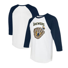 Milwaukee Brewers Tiny Turnip Unisex Butterfly Glove 3/4-Sleeve Raglan T-Shirt - MLB T-shirts