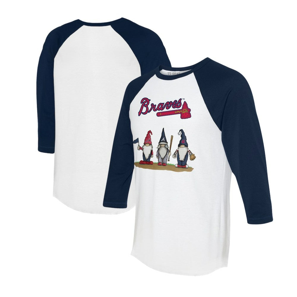 Atlanta Braves Tiny Turnip Unisex Gnomes 3/4-Sleeve Raglan T-Shirt - MLB T-shirts